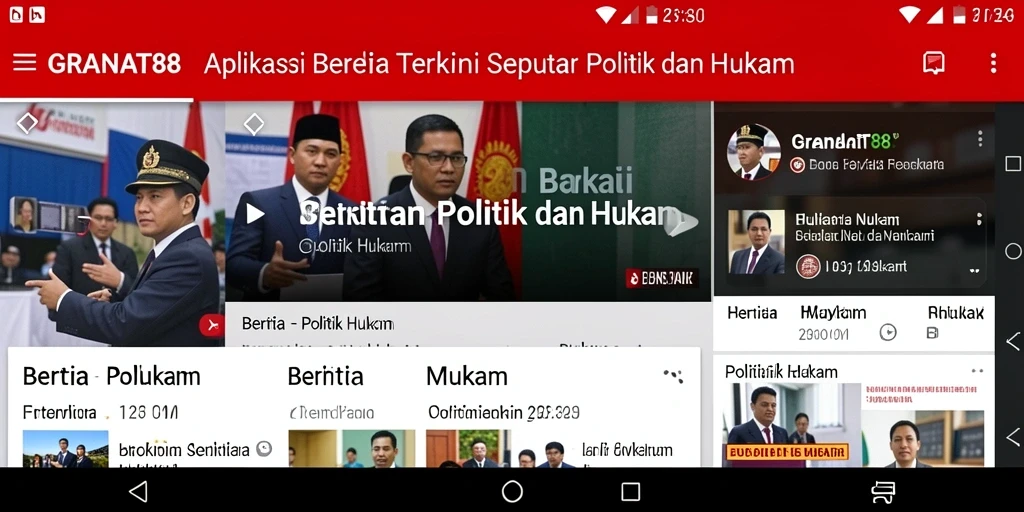Tampilan antarmuka aplikas GRANAT88 untuk berita Politik dan Hukum.